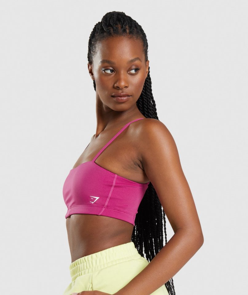 Women's Gymshark Bandeau Sports Bra Pink | NZ 2FOCDR